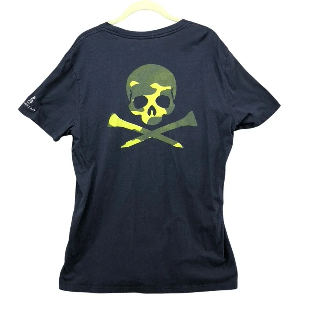 G/FORE T-Shirt Mens Medium Navy Blue Camo Skull Pocket Chileno Bay Resort Tee